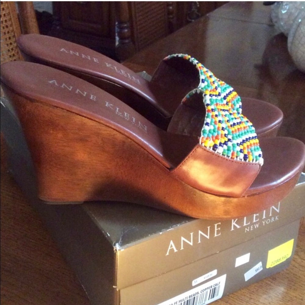 Anne Klein Salma Beaded Wedge Slides